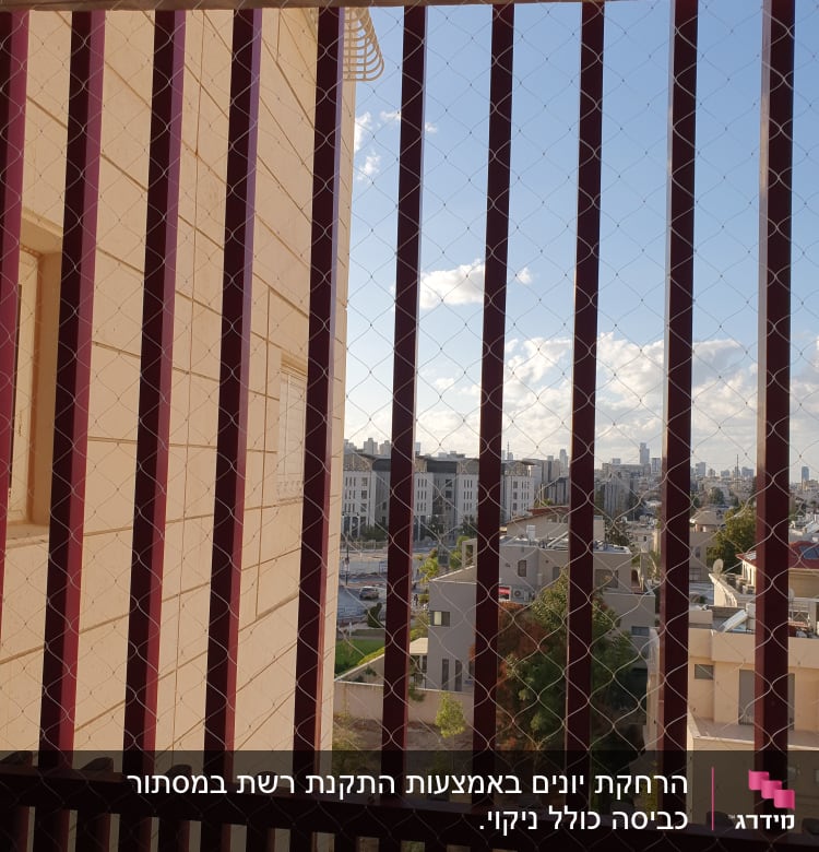 רשת למניעת כניסת יונים על מרפסת